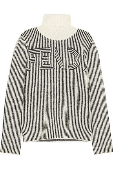 fendi striped knitted turtleneck sweater|Fendi black wallet.